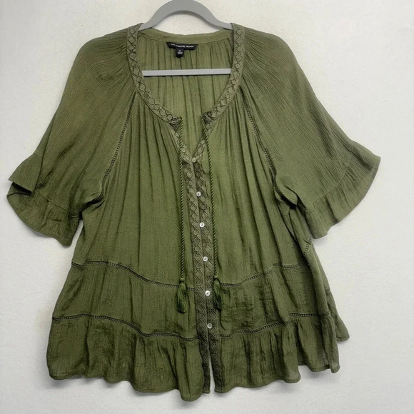 Zac & Rachel Woman Green Tiered Blouse 2X - Picture 1 of 7